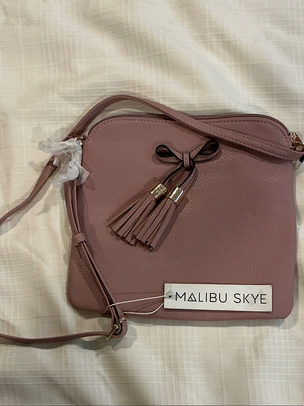 Malibu Mauve Crossbody with Tassel Bow Accent